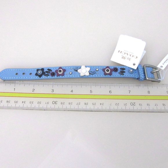 Coach NWT Blue Floral Applique Leather Bracelet 59081 - Picture 5 of 9